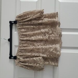 Ambiance Tan Lace Off-Shoulder Crop Blouse